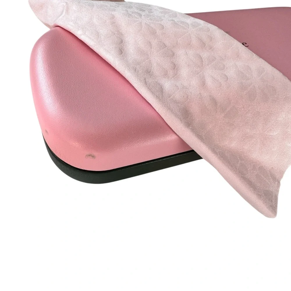 Kate Spade Pink and Green Hard Sunglasses Case with Cleaning Cloth
